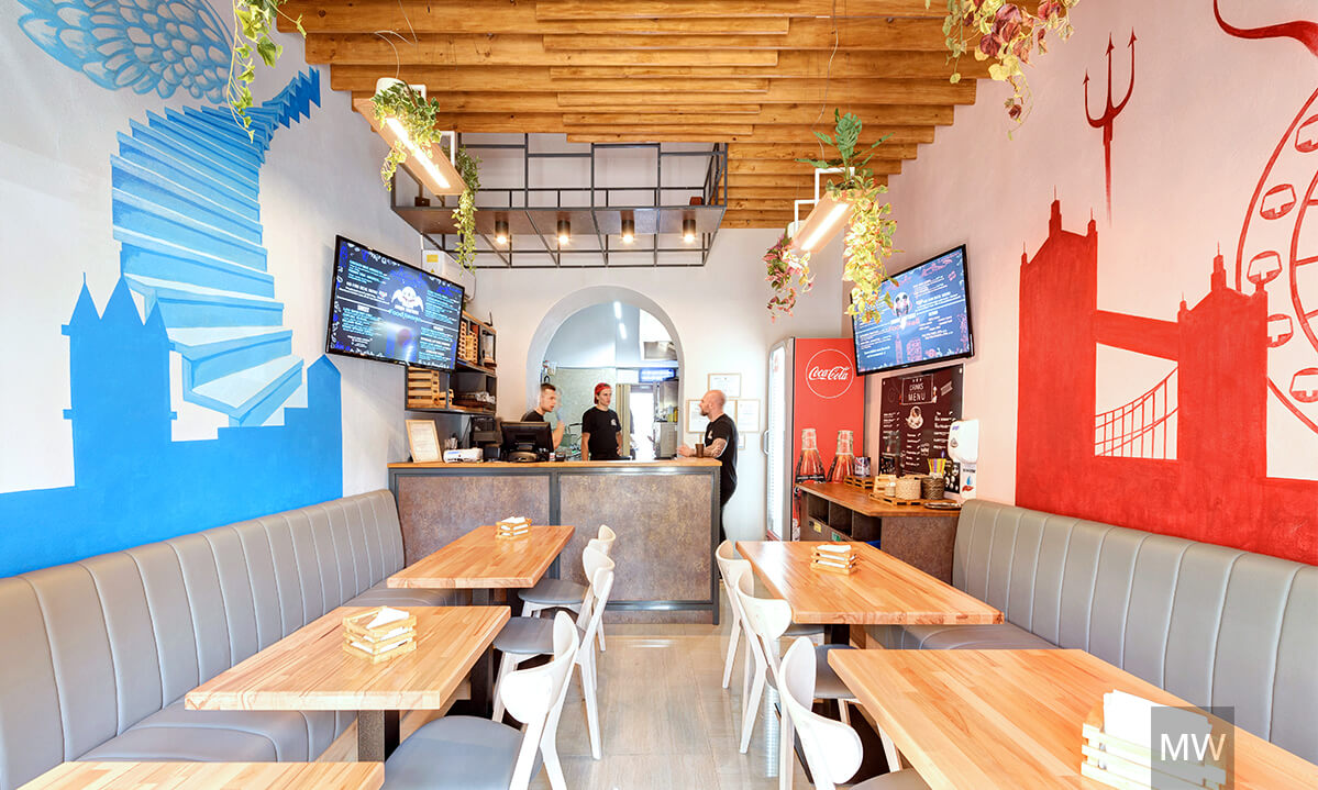 General interior view of the London Brothers' restaurant
