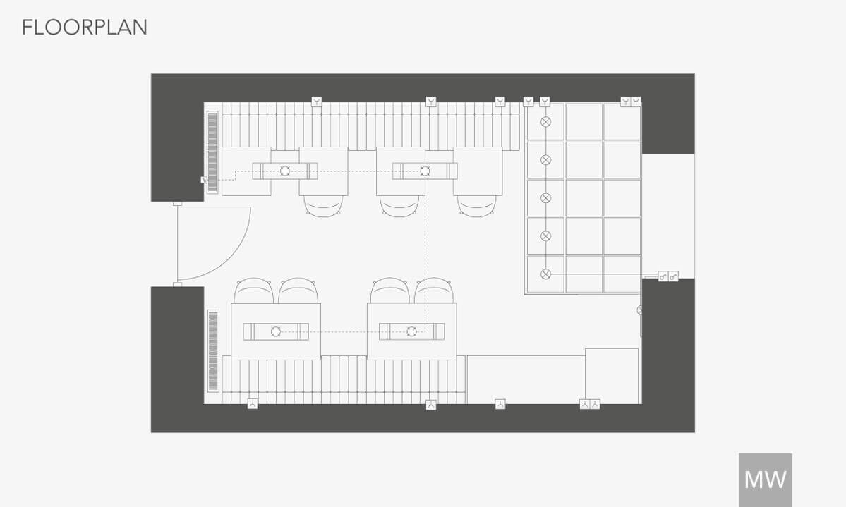General layout of London Brothers' restaurant - client area