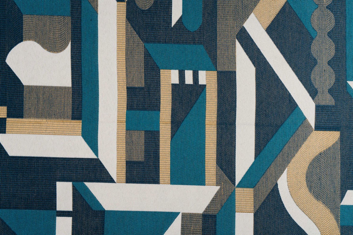 Salto Curtain blue geometrical pattern