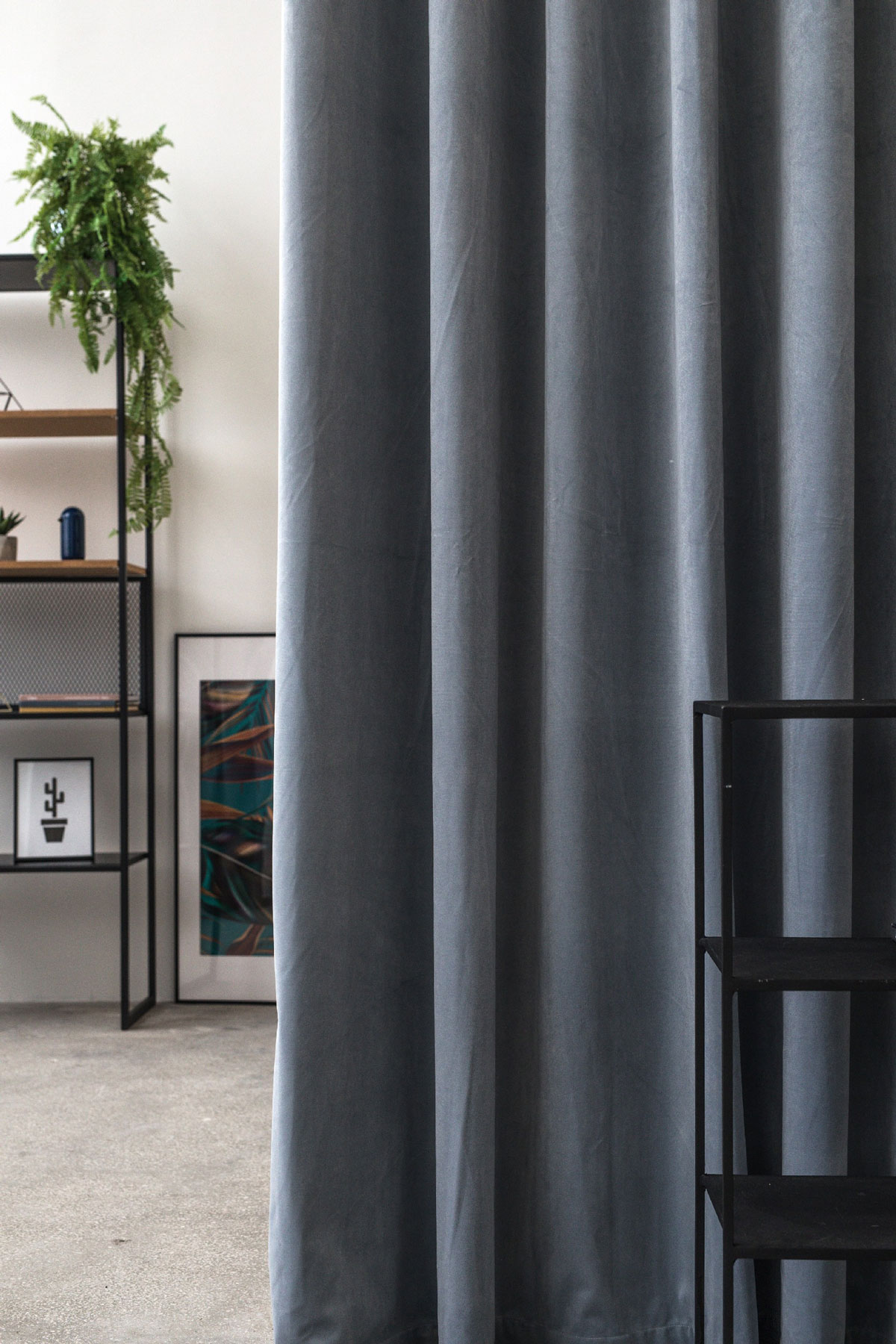 Castellano grey colored fabric curtain