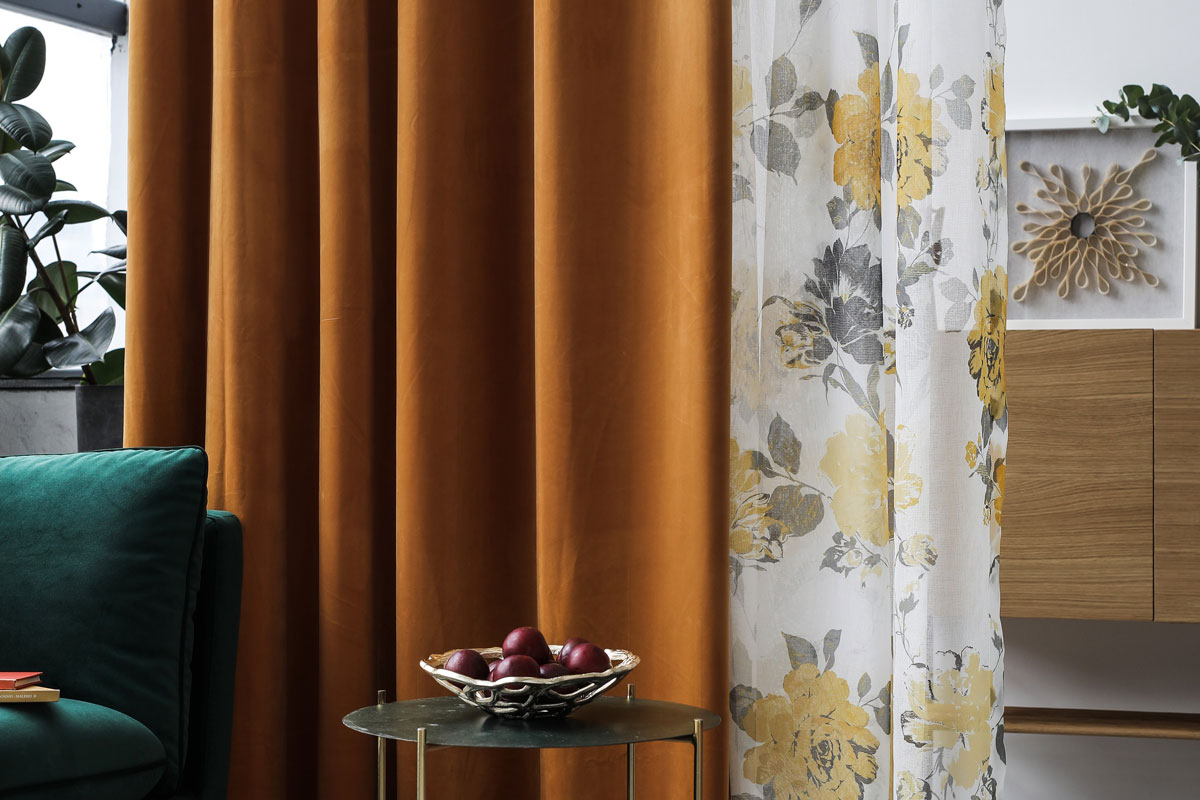 Castellano yellow colored fabric curtain