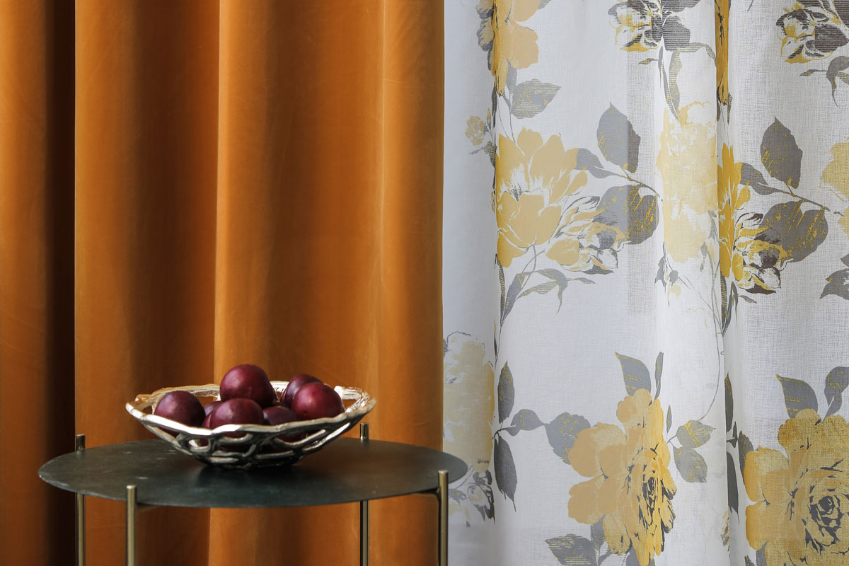 Castellano yellow colored fabric curtain