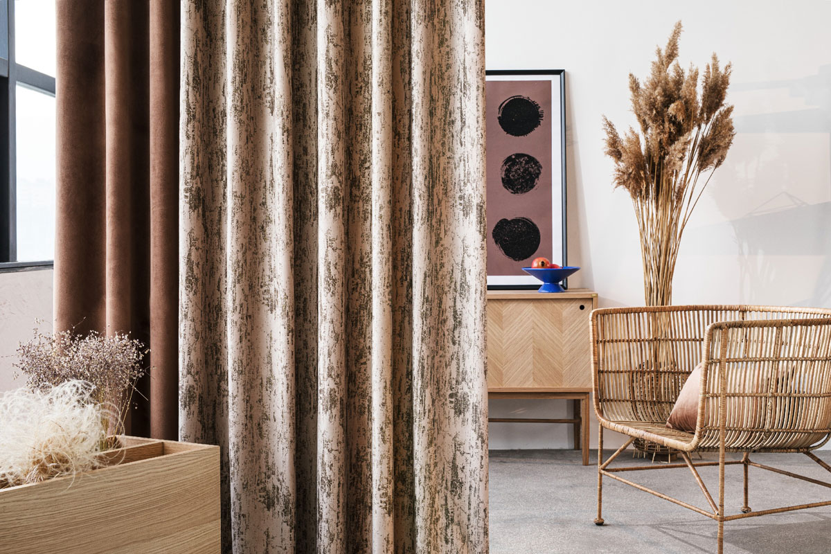 Castellano caramel colored fabric curtain