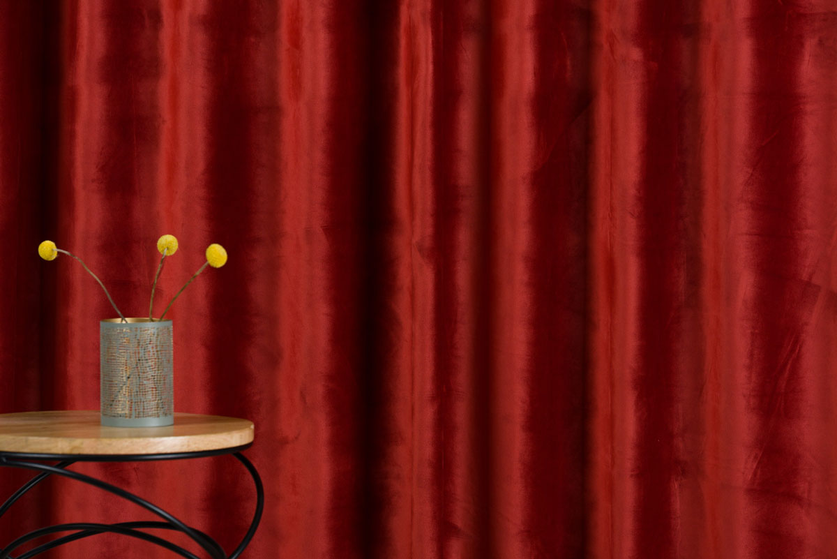 Castellano terracotta colored fabric curtain