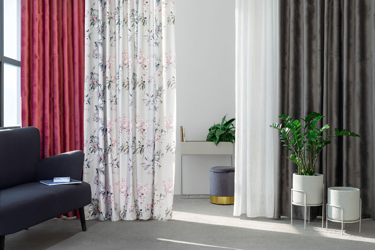 Castellano pink colored fabric curtain