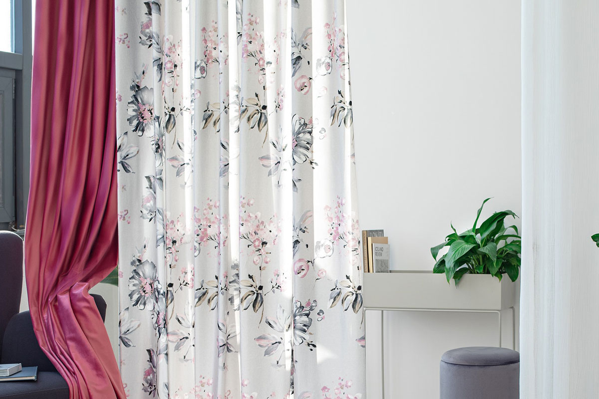 Castellano pink colored fabric curtain