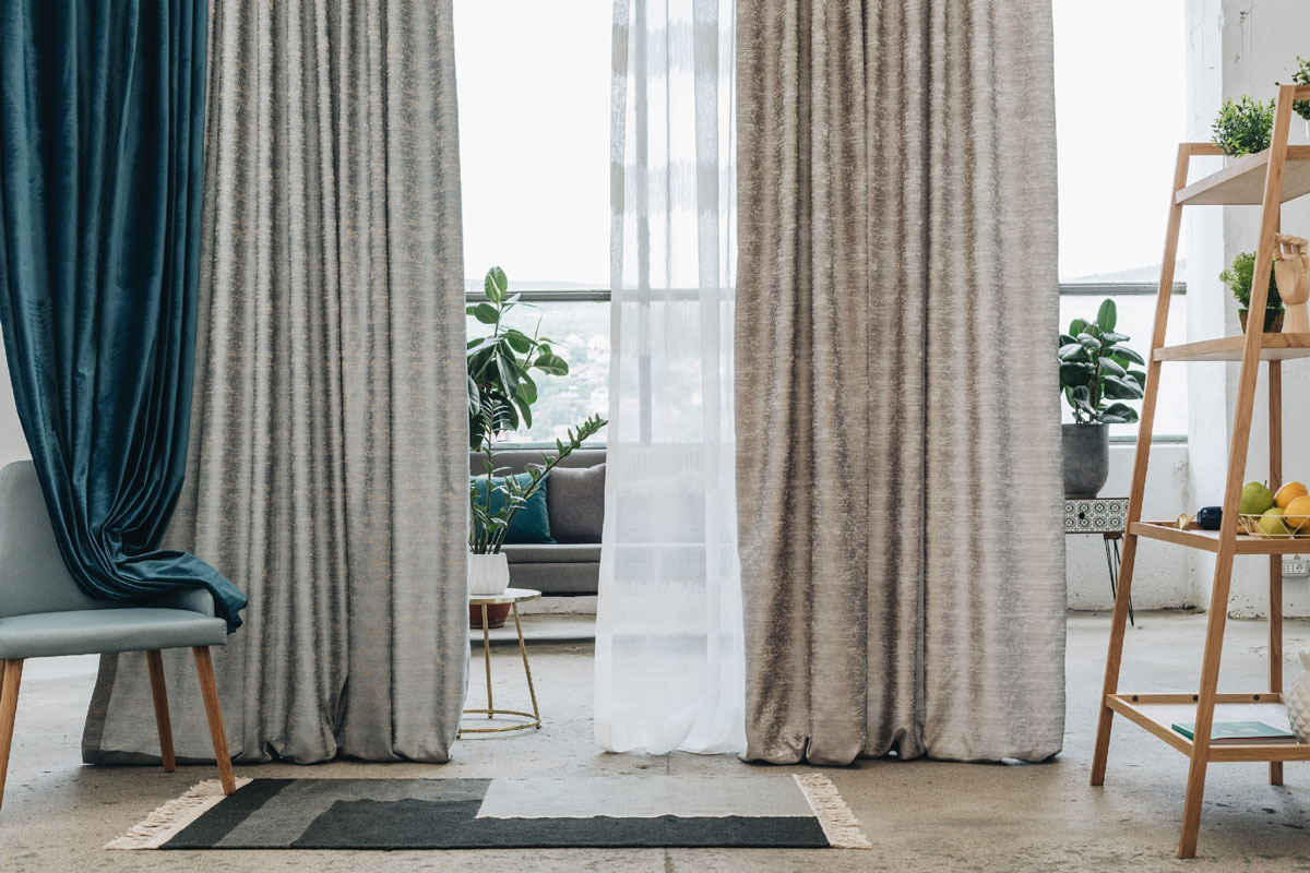 Castellano turquoise colored fabric curtain