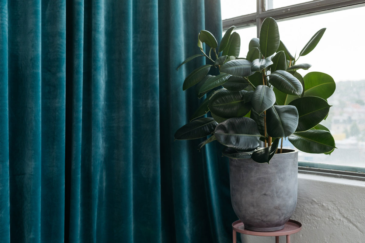 Castellano turquoise colored fabric curtain