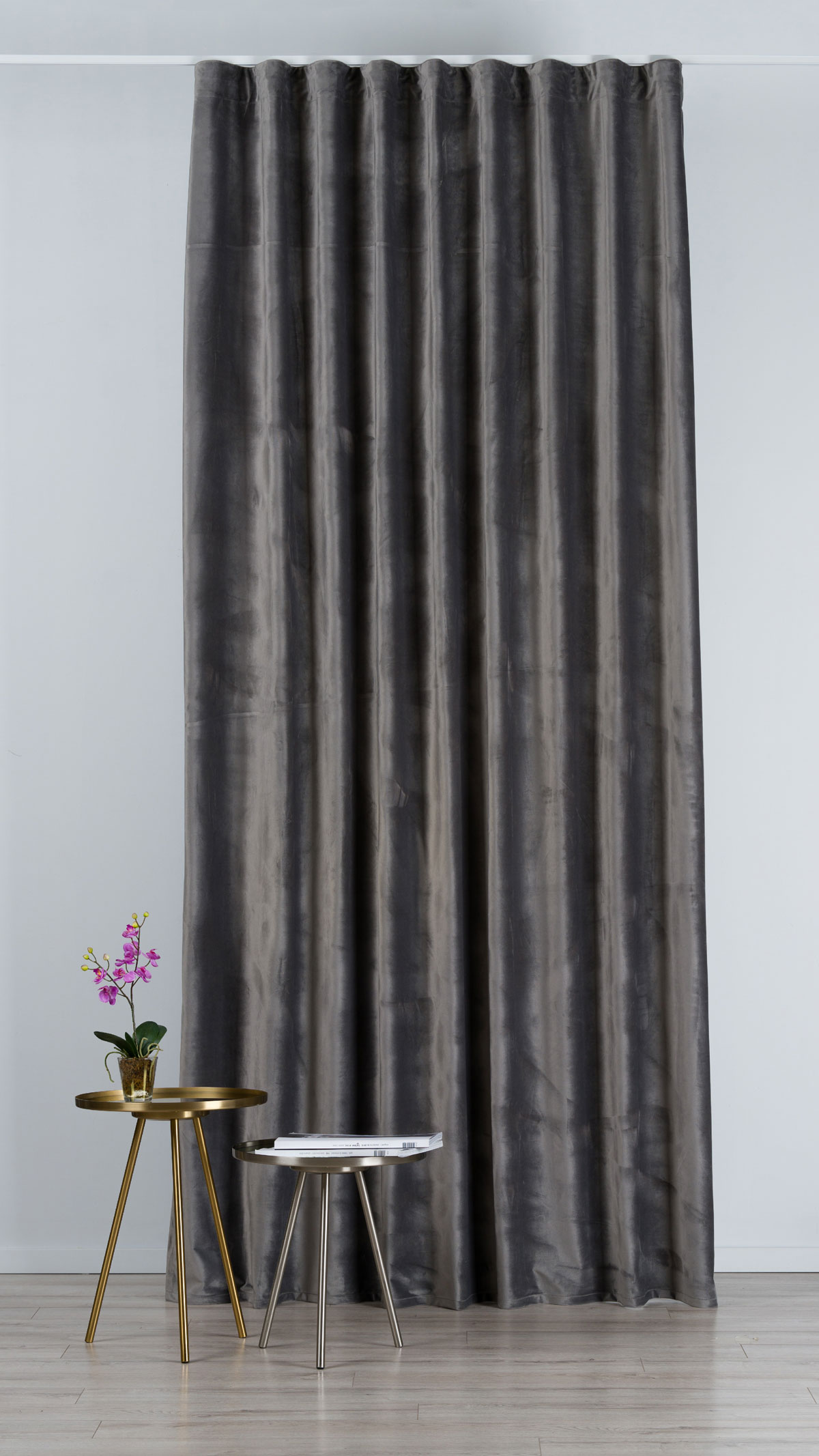 Castellano dark grey colored fabric curtain