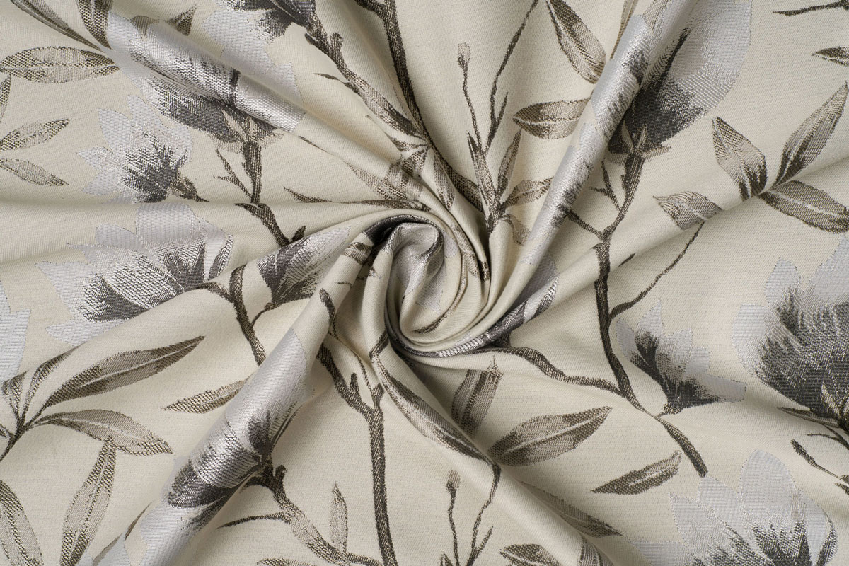 Cubano Coffee colored fabric with flower pattern curtain