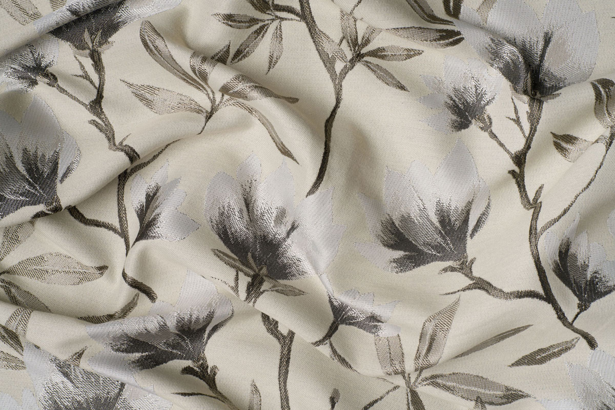 Cubano Coffee colored fabric with flower pattern curtain