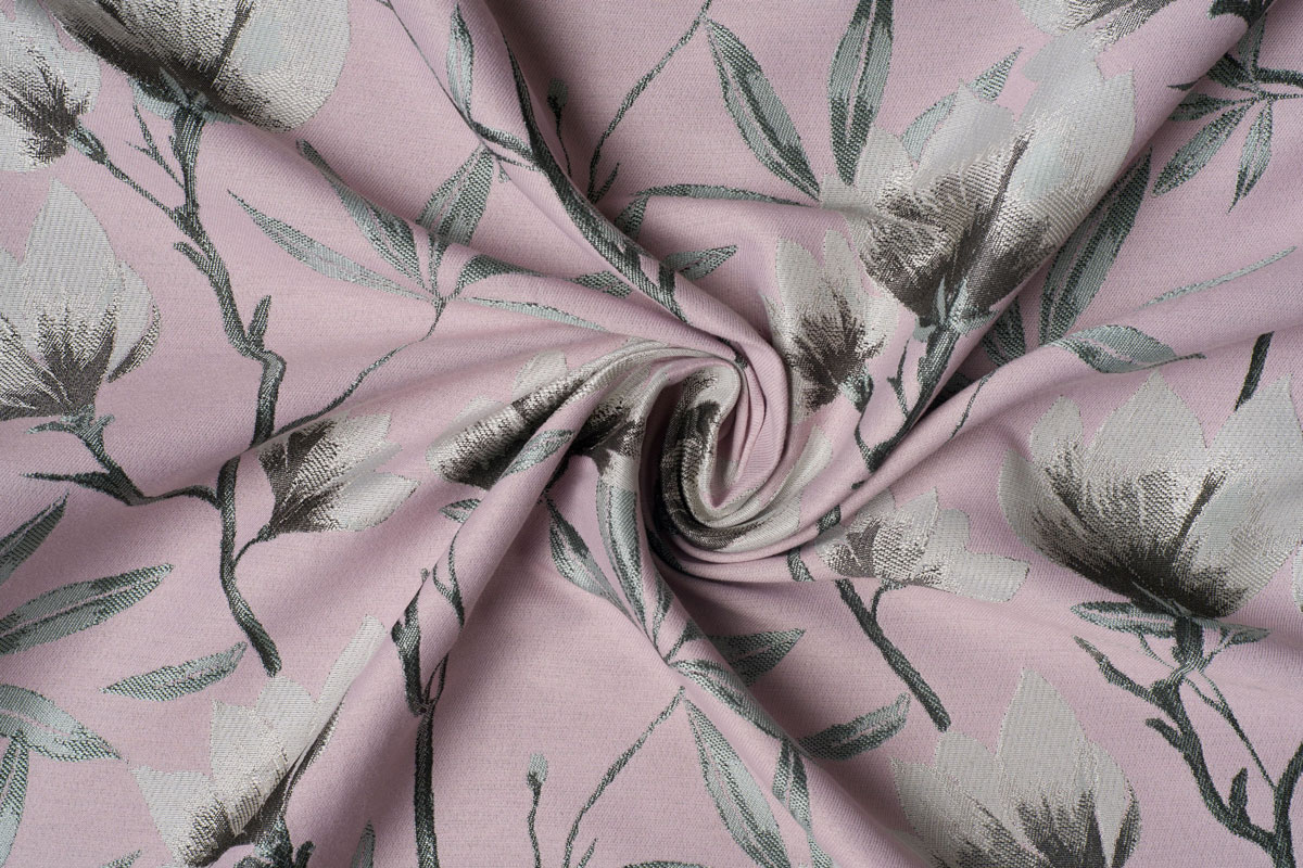 Cubano Pink colored fabric with flower pattern curtain