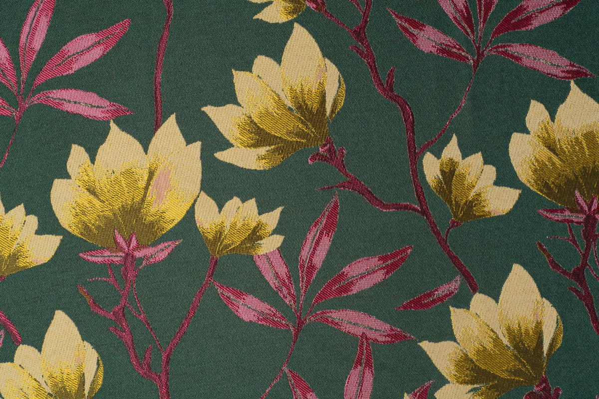 Cubano Green colored fabric with flower pattern curtain