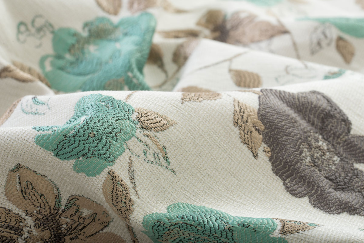 Kassandra Curtain turquoise flower pattern fabric