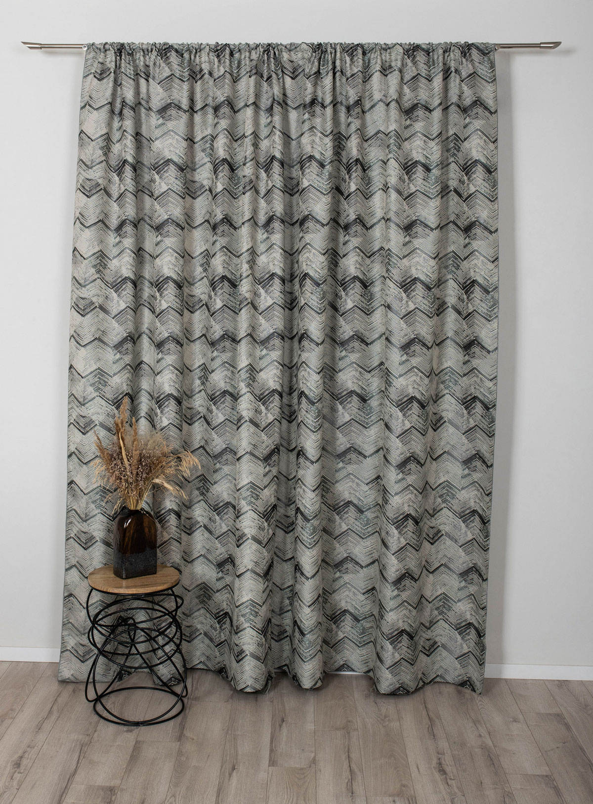 Utopia curtain grey colored fabric with triangle pattern