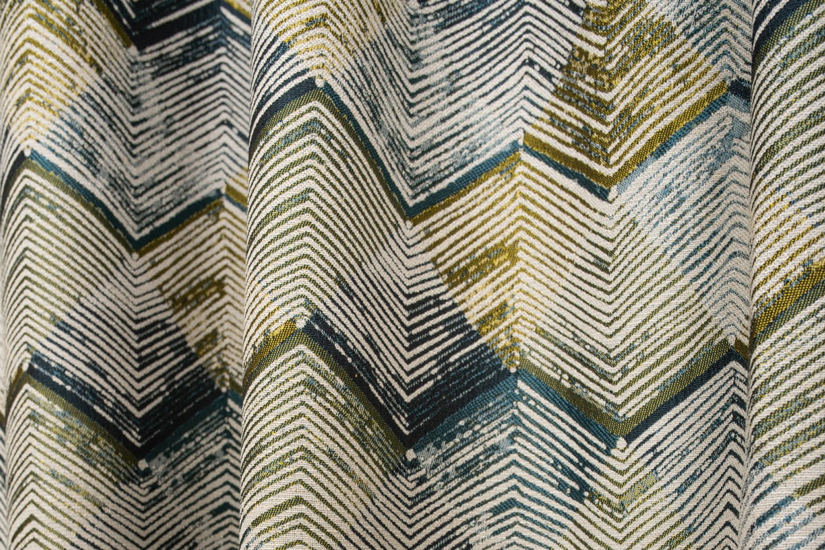 Utopia curtain green colored fabric with triangle pattern