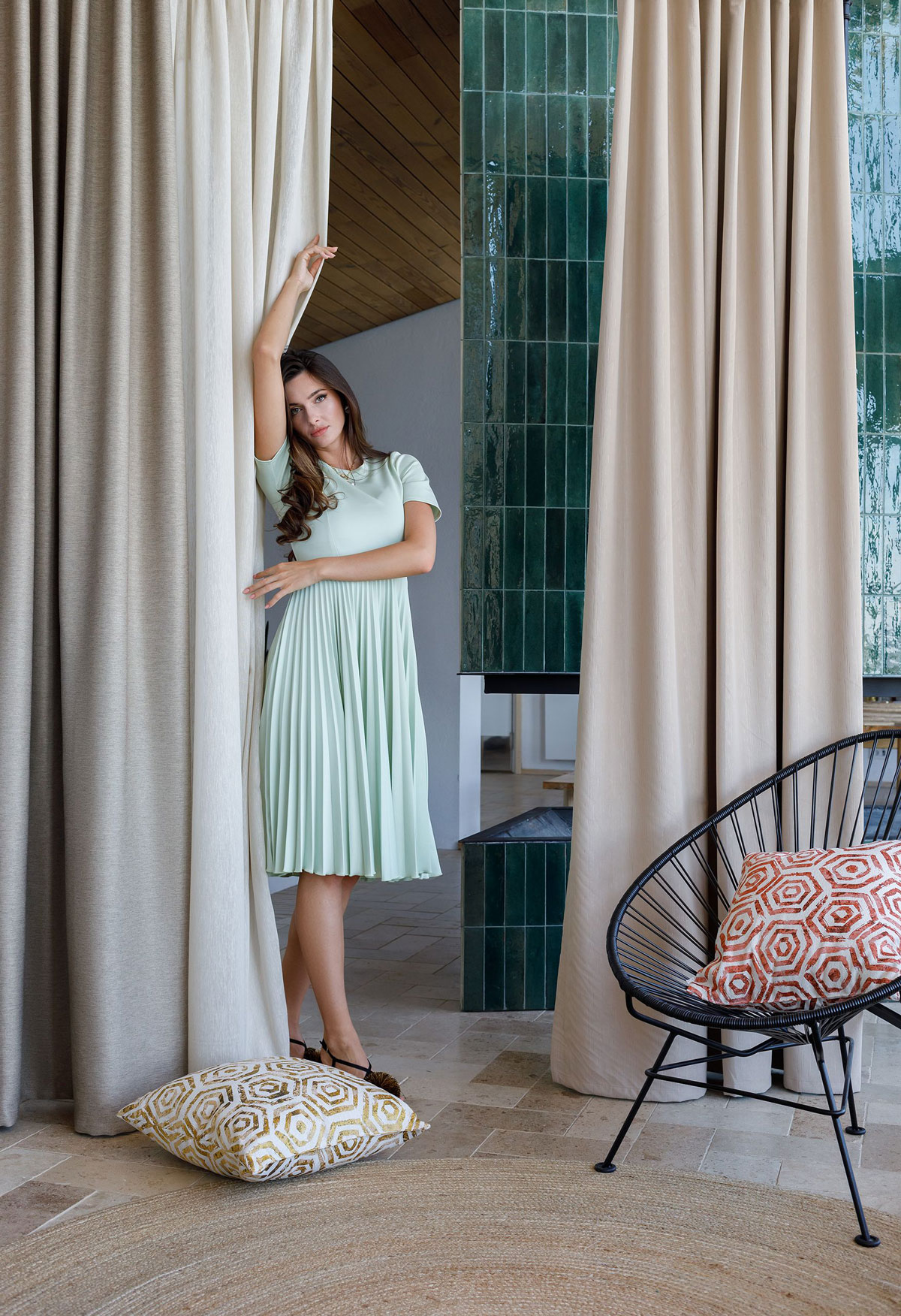 Neptun Curtain Walnut colored fabric