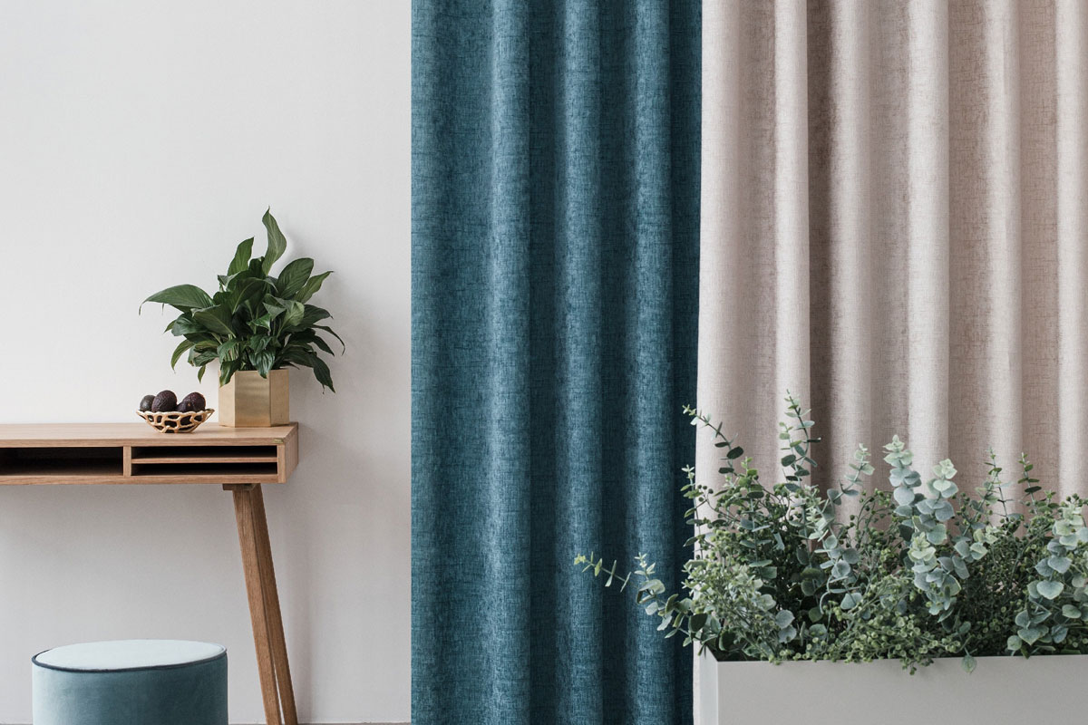 Velar Curtain Turqoise colored fabric