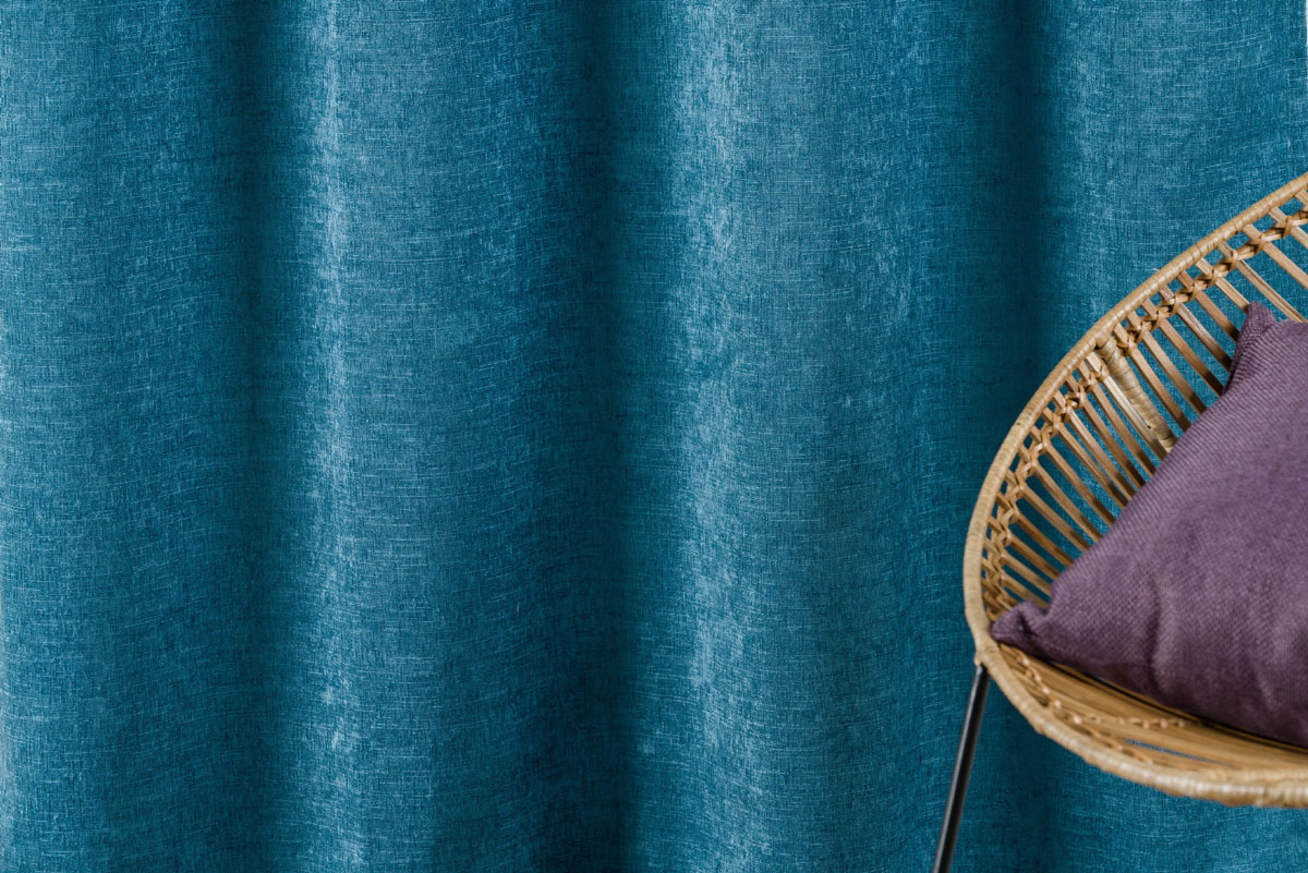 Velar Curtain Turqoise colored fabric