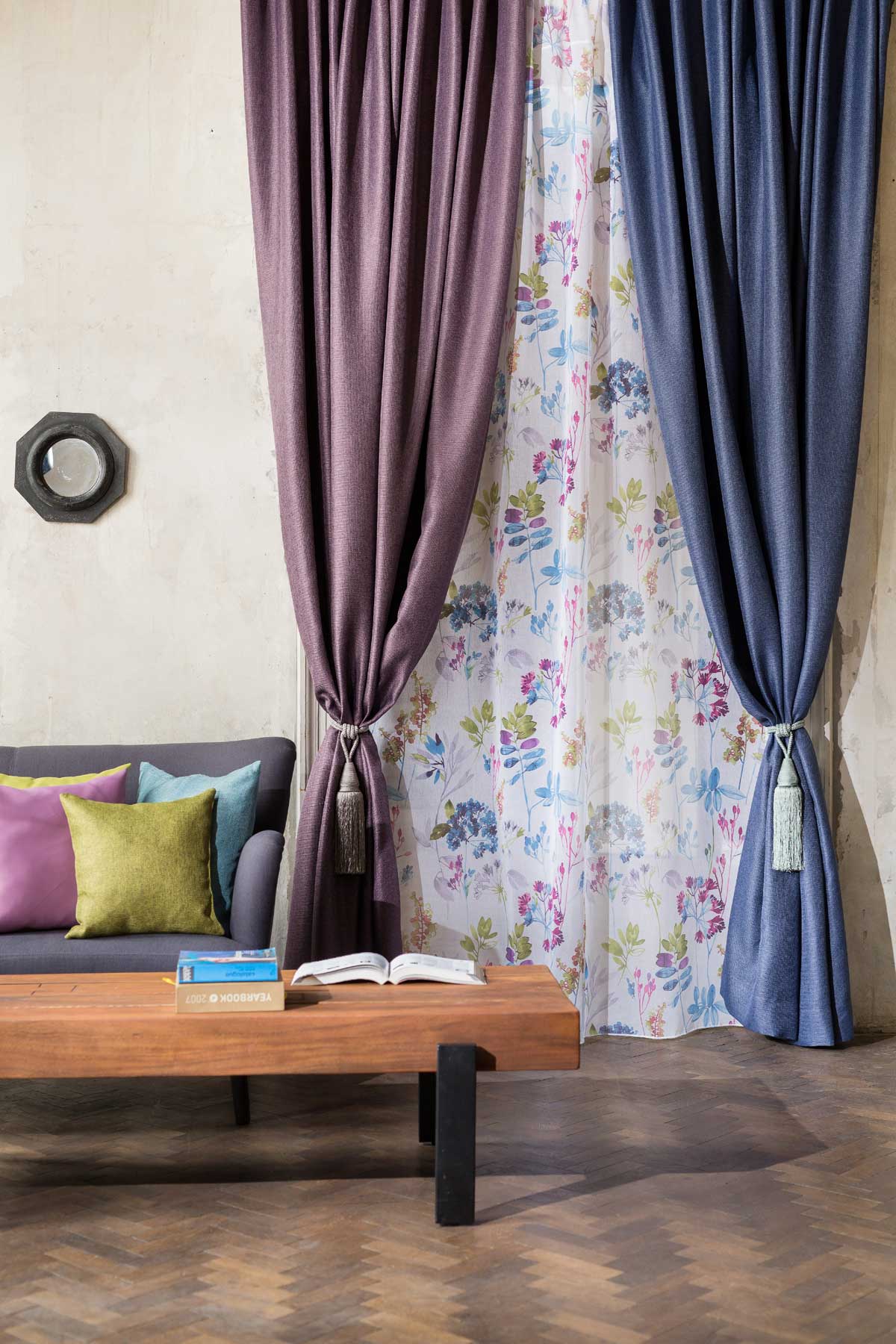 Cheer Curtain blue fabric