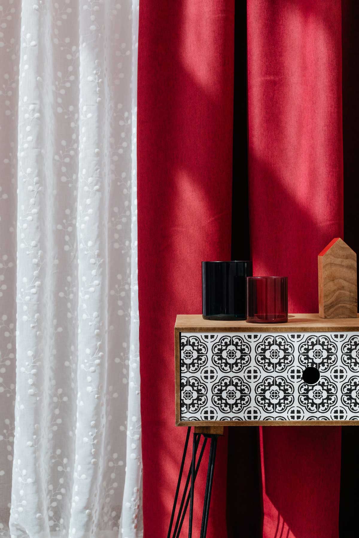 Tyler Curtain red fabric