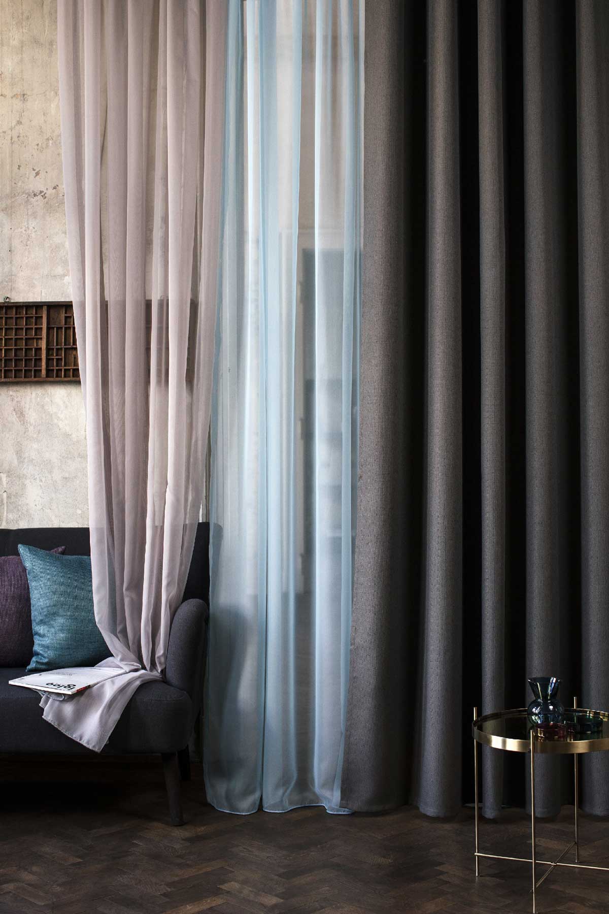 Tyler Curtain dark grey fabric