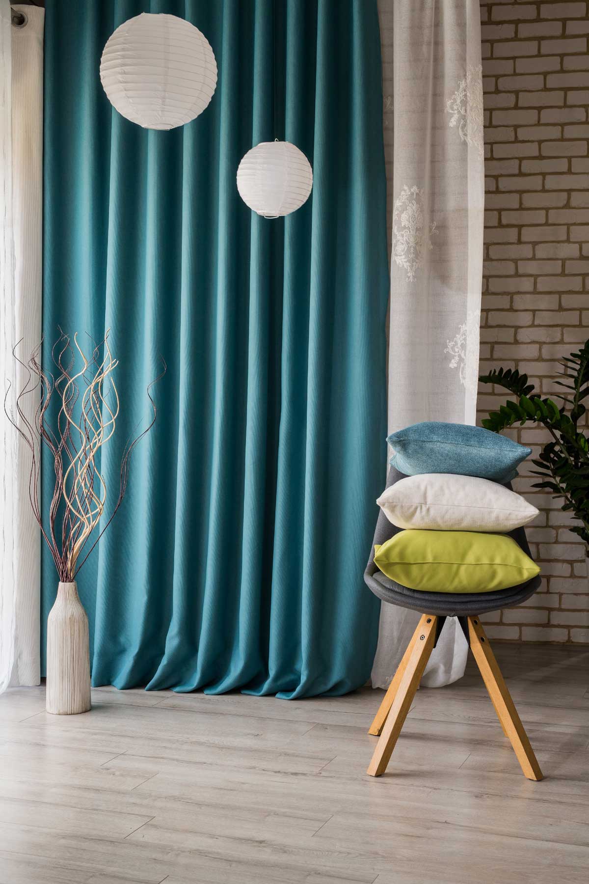 Tyler Curtain turquoise fabric