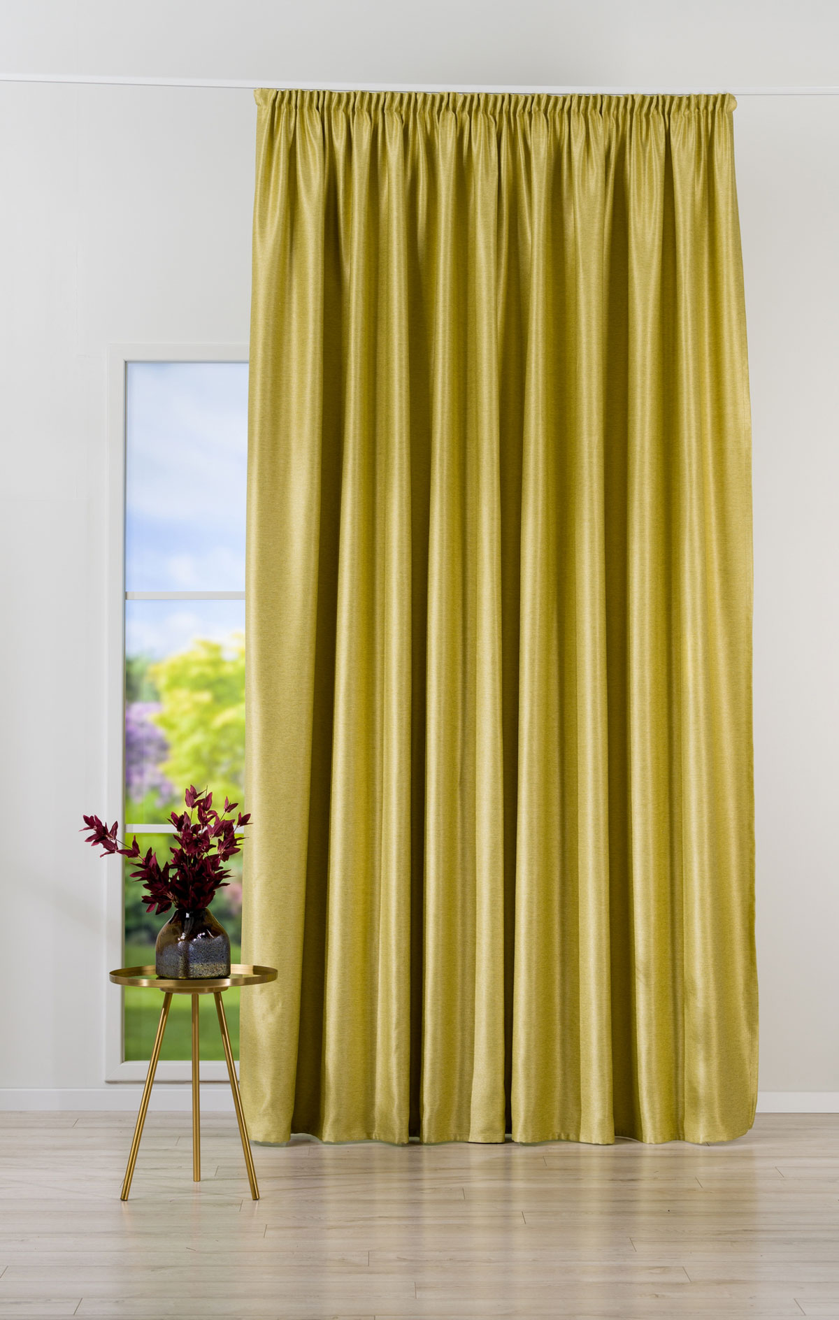 Madras Curtain green fabric