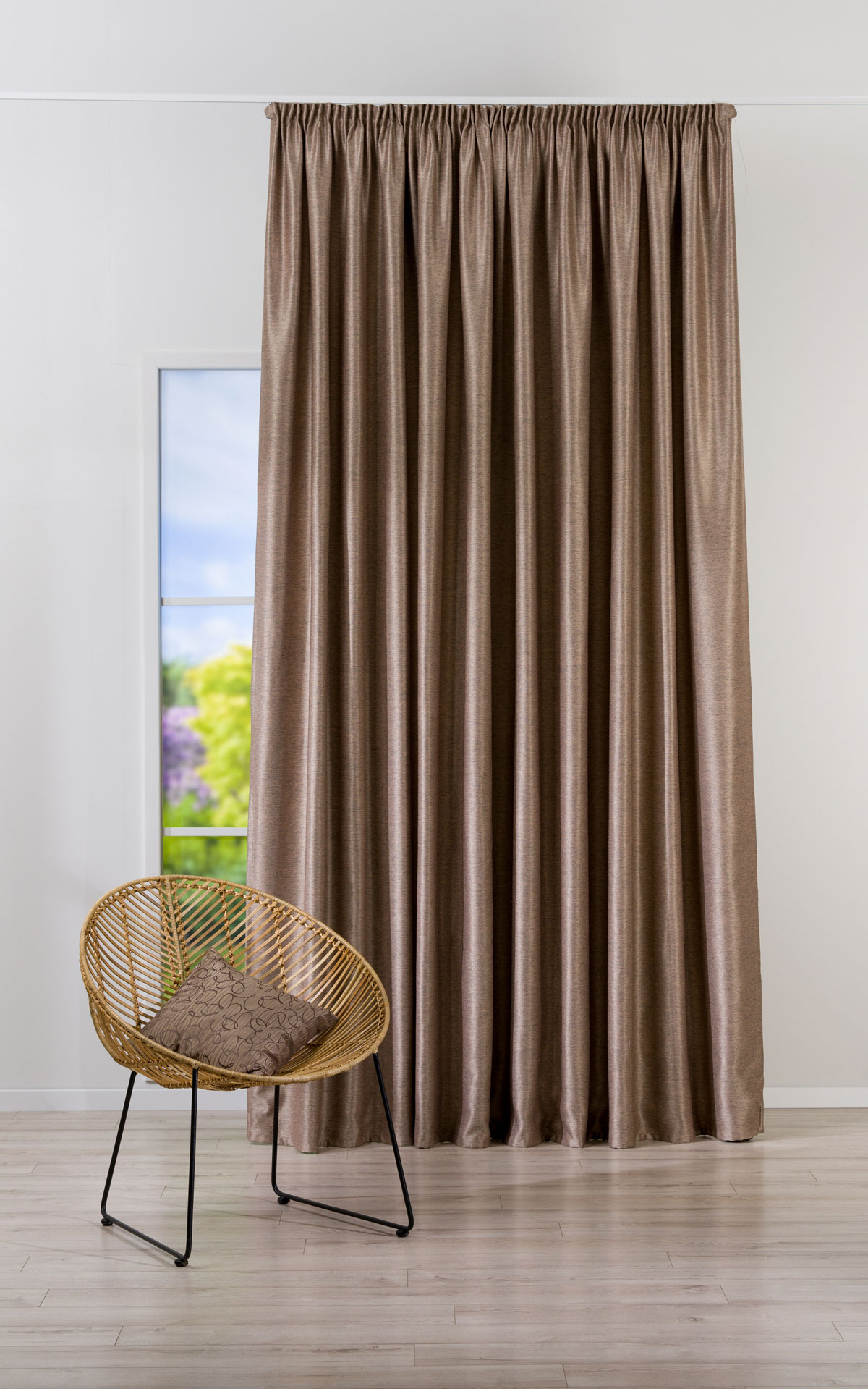 Madras Curtain coffee fabric