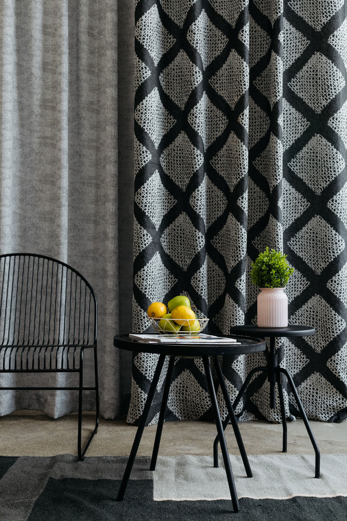 Atticus Curtain grey fabric