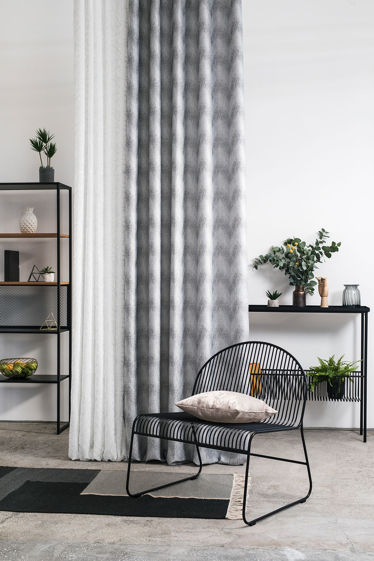 Durante Curtain grey fabric
