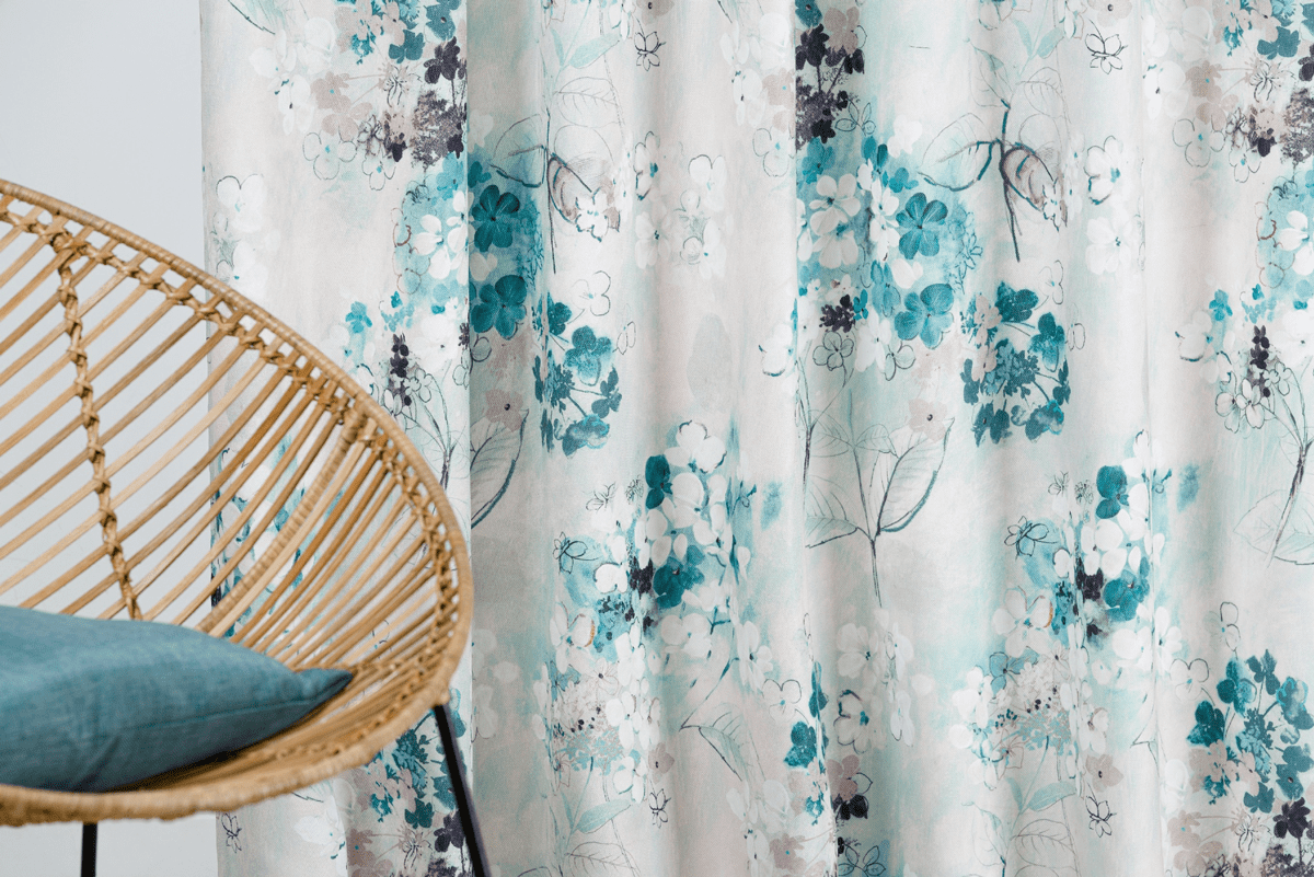 lavie blue colored material curtain