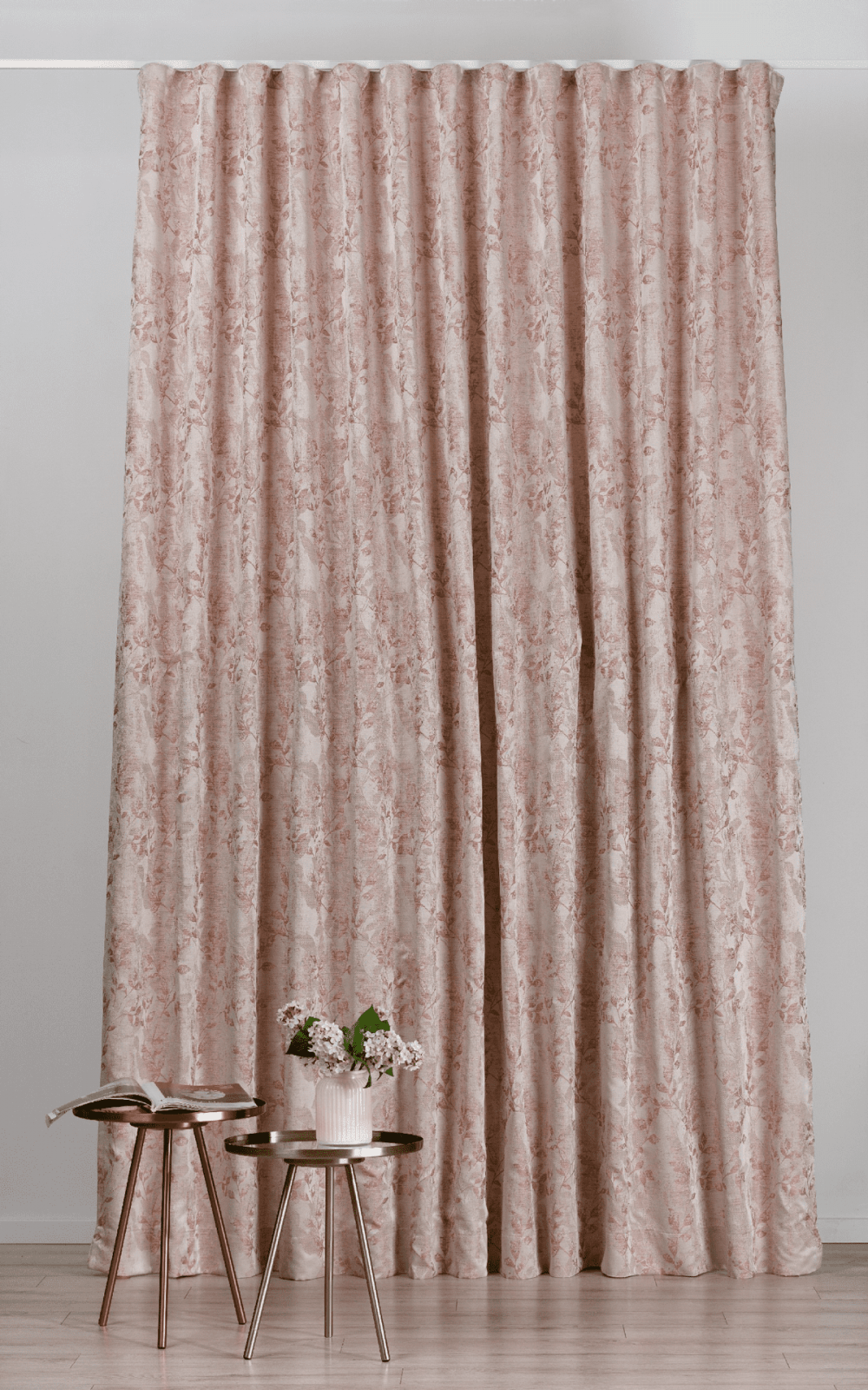 marsala pink colored material curtain