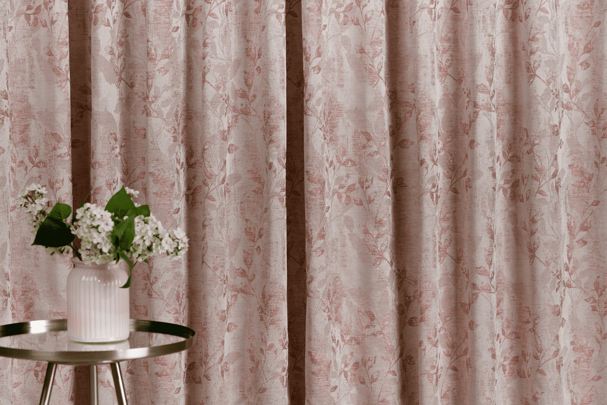 marsala pink colored material curtain