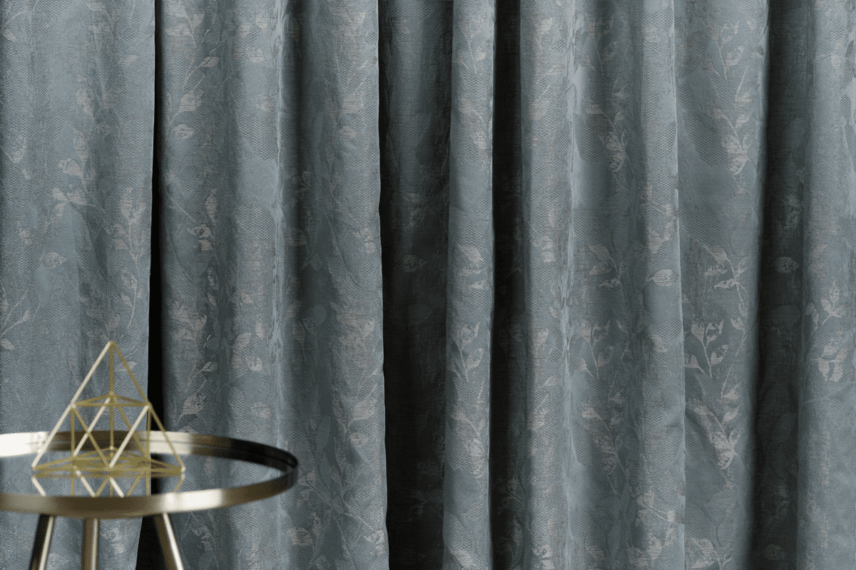marsala blue colored material curtain