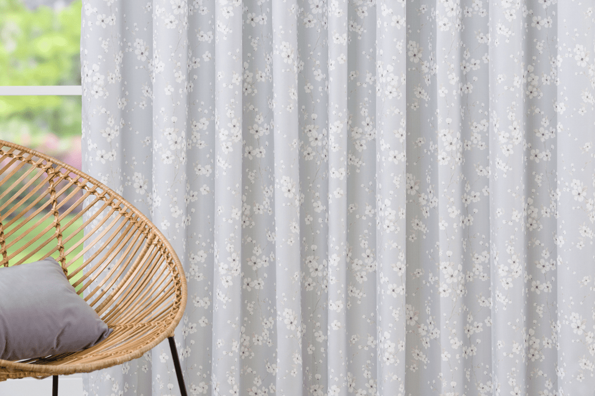 sakura grey colored material curtain