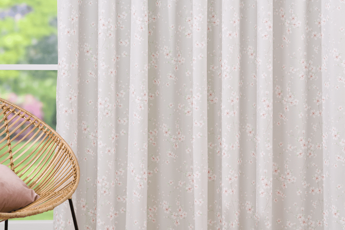 sakura blue colored material curtain