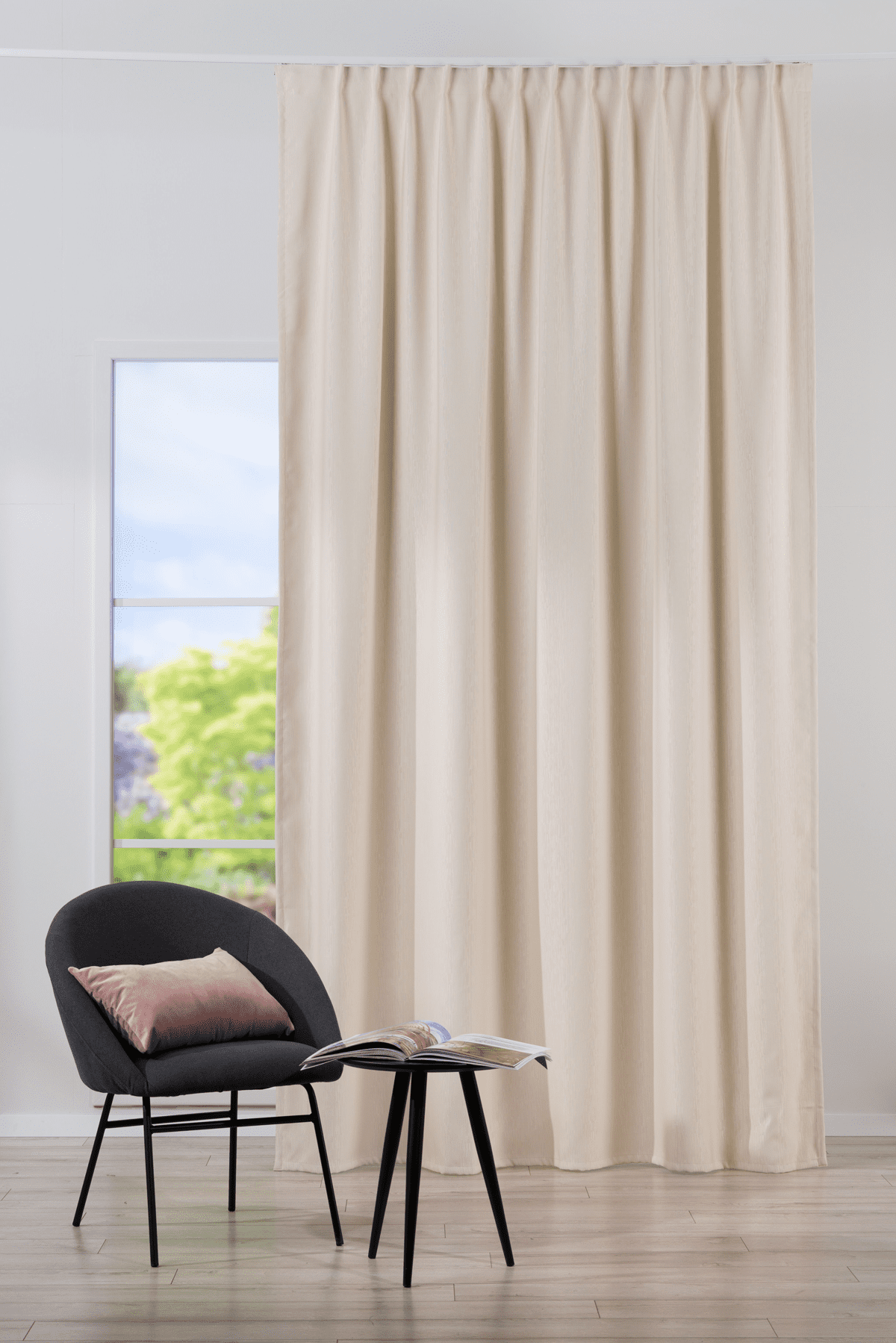 bellagio white colored material curtain