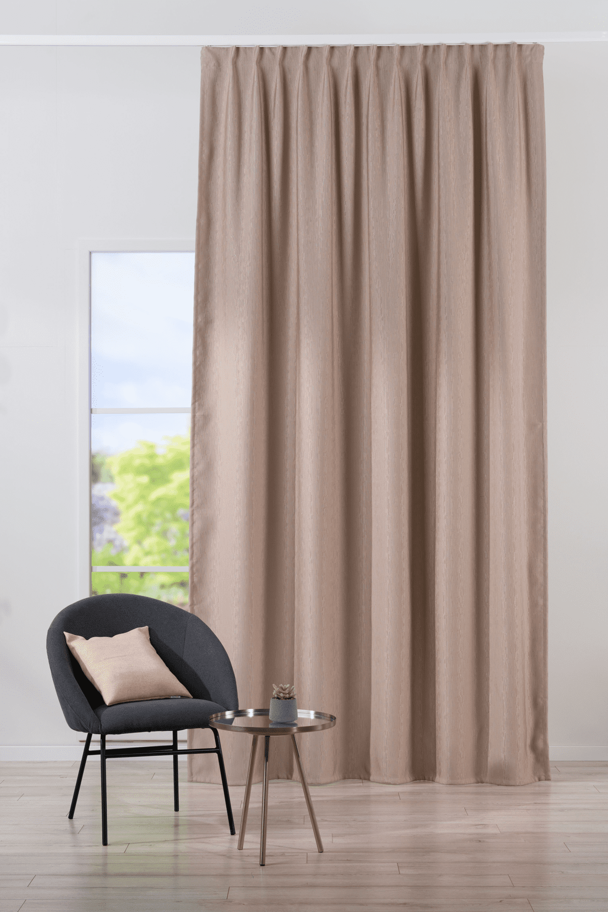 bellagio beige colored material curtain