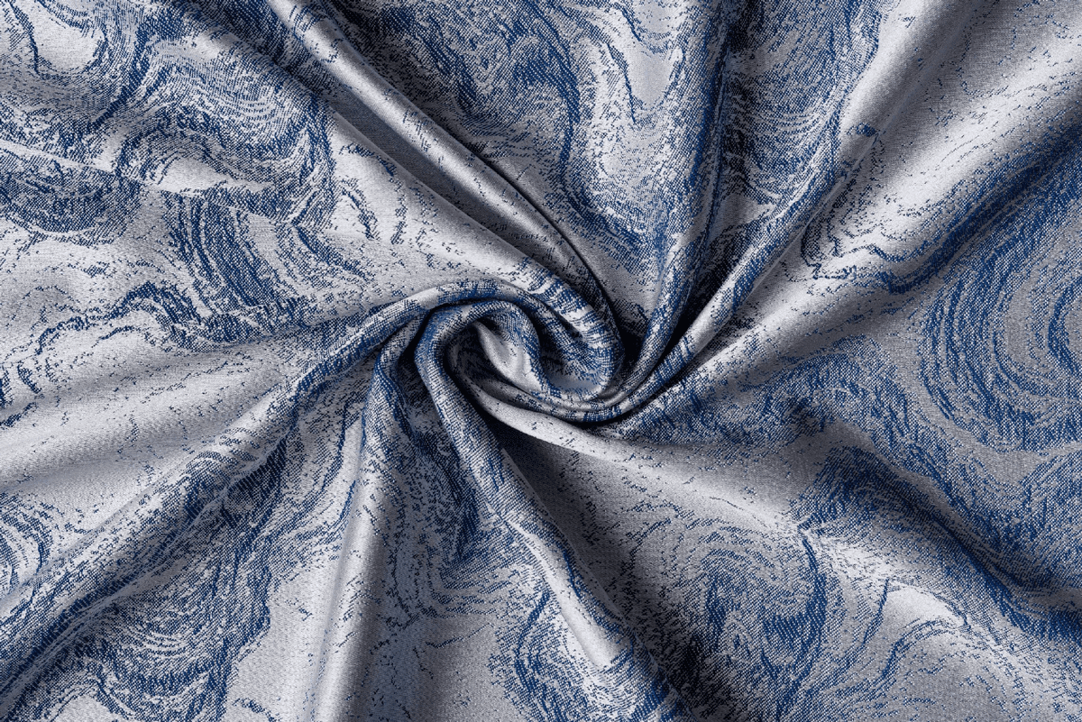 carrara blue colored material curtain