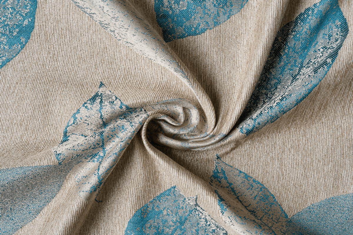 delancy blue colored material curtain