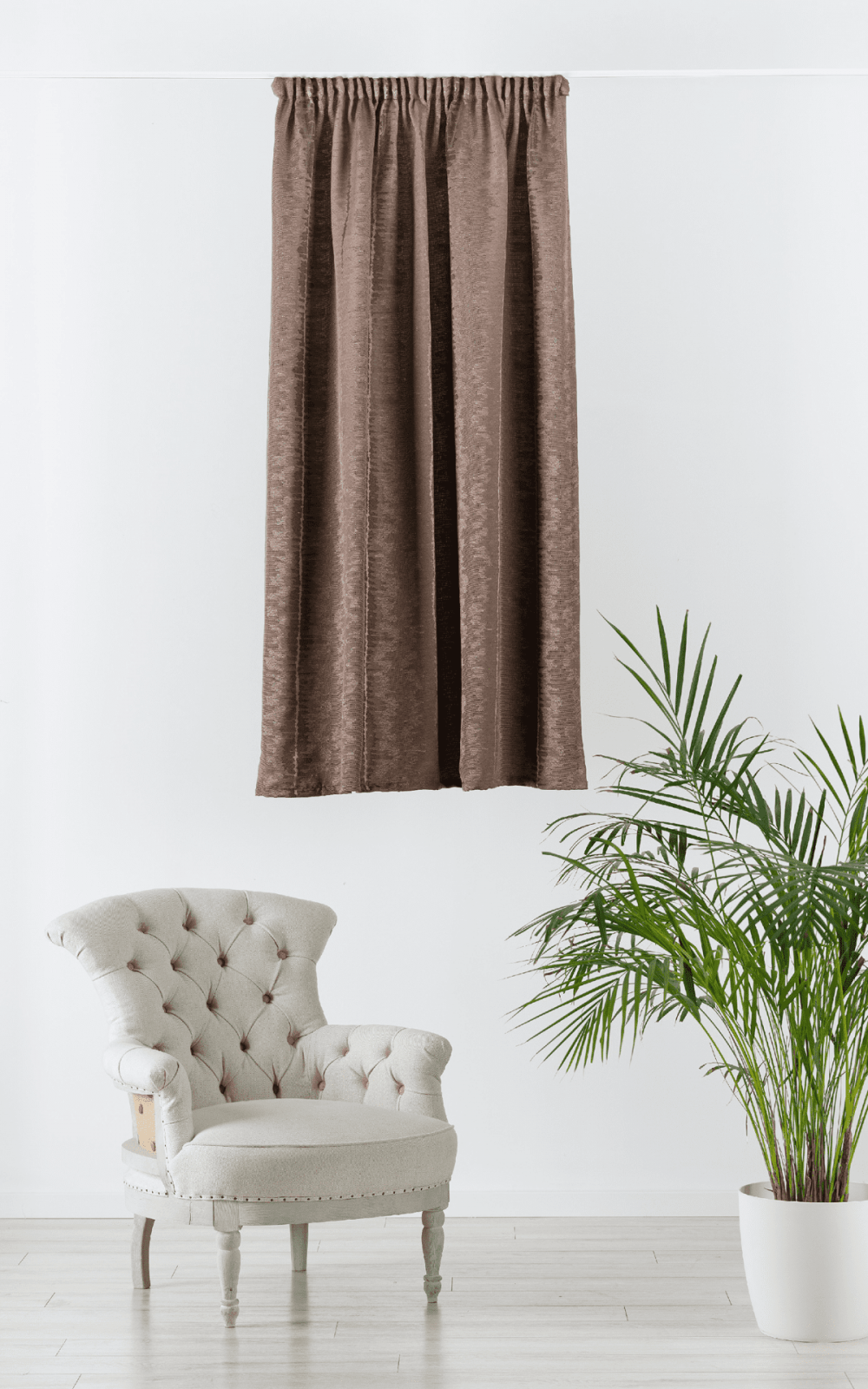 gaia coffee colored material curtain