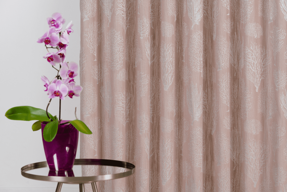 gemini pink colored material curtain