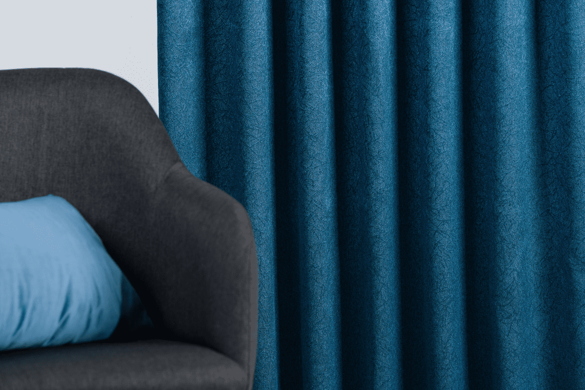 supreme blue colored material curtain