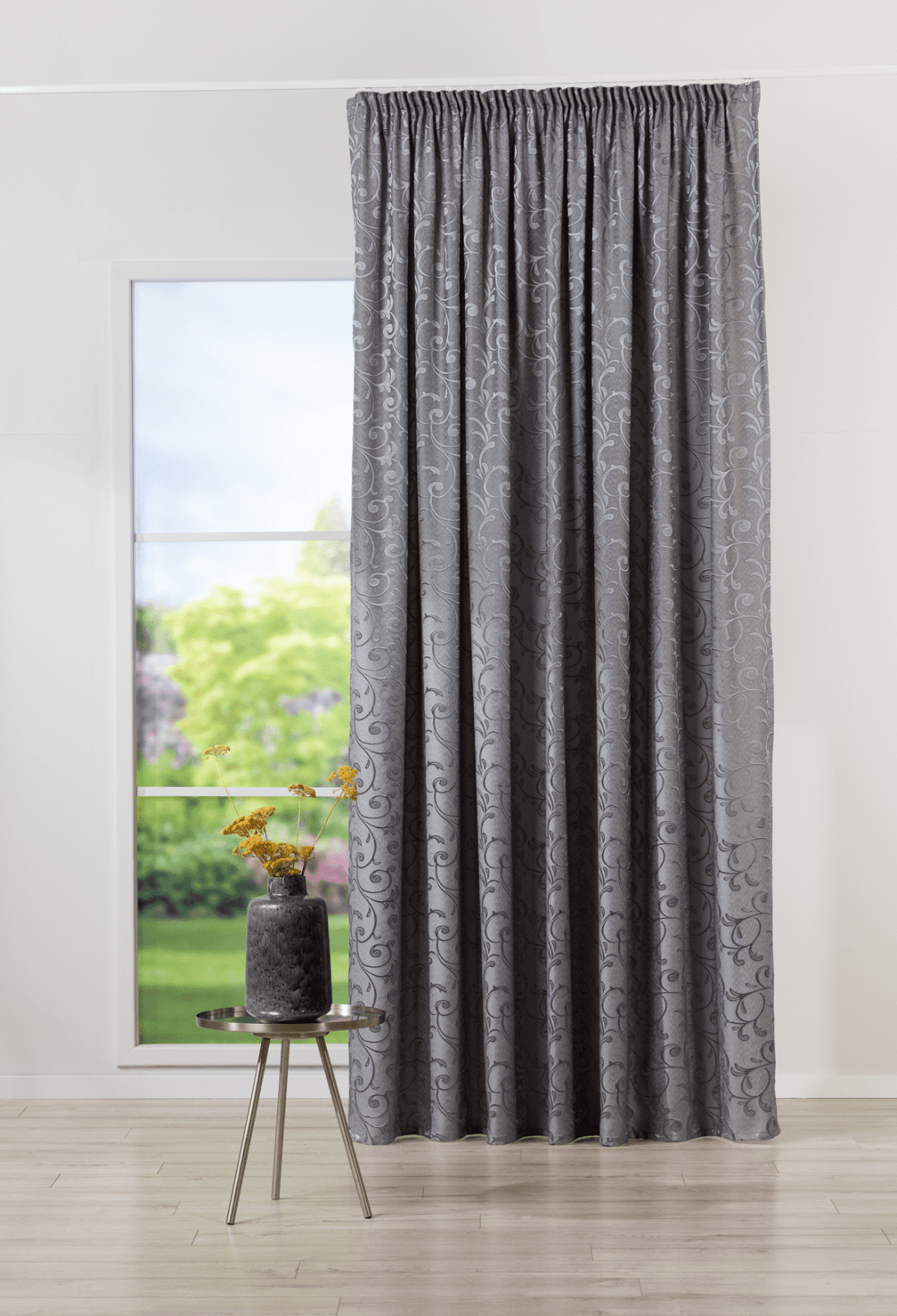 glory grey colored material curtain