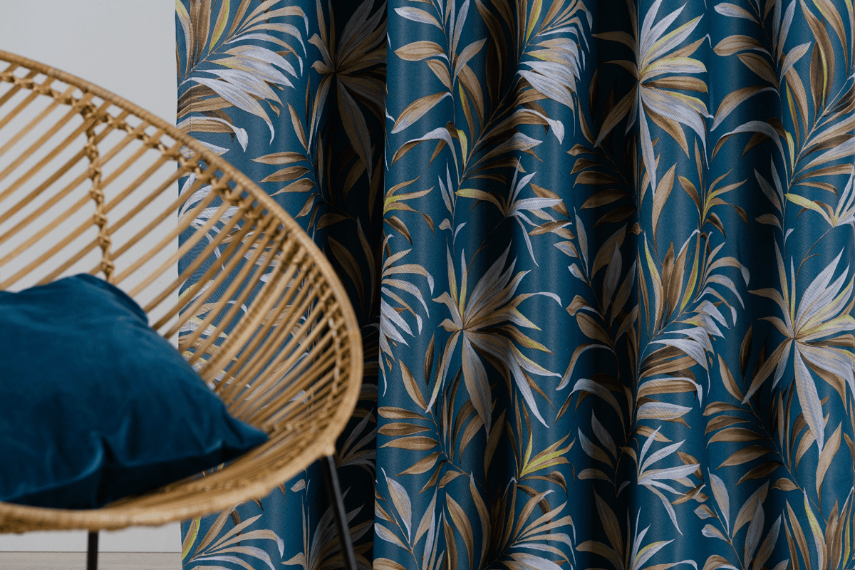 bahamas blue colored material curtain