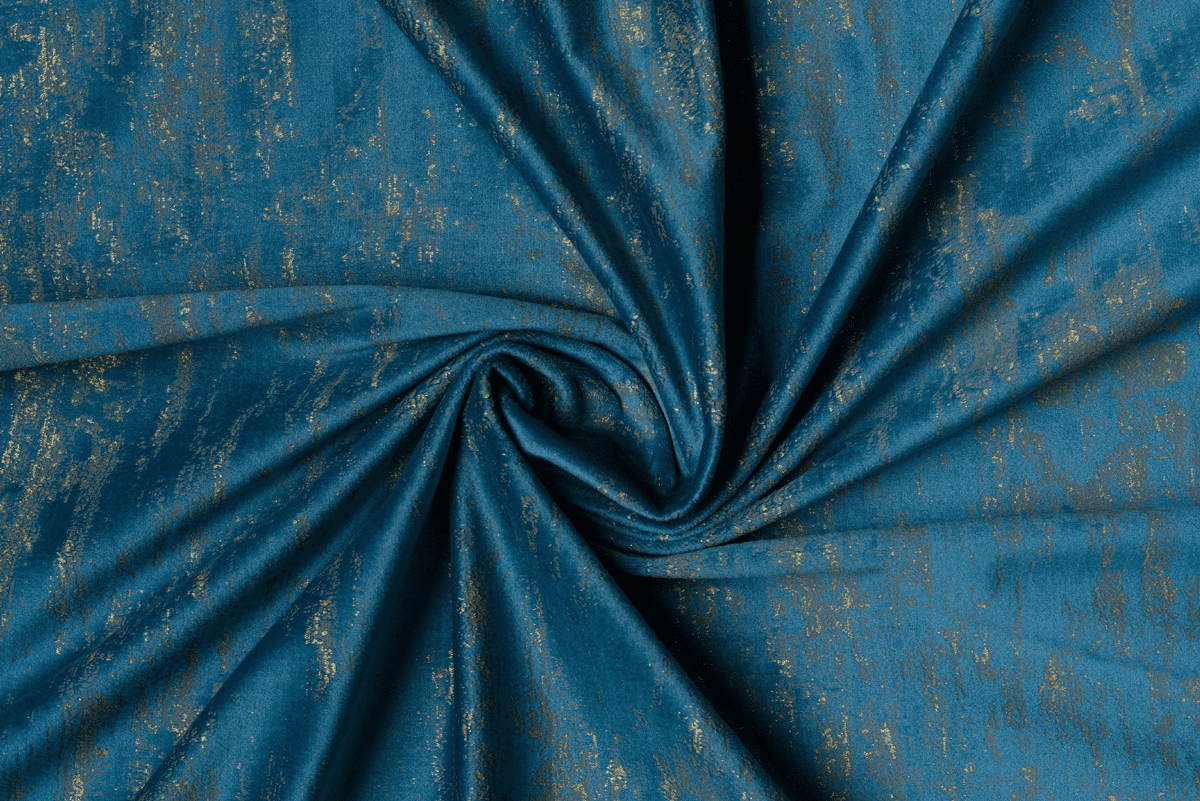lussuria blue colored material curtain