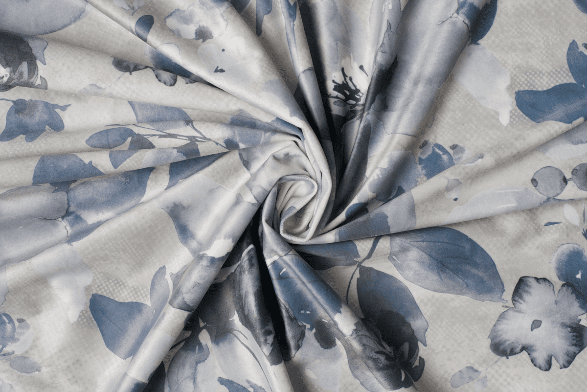 jolie blue colored material curtain