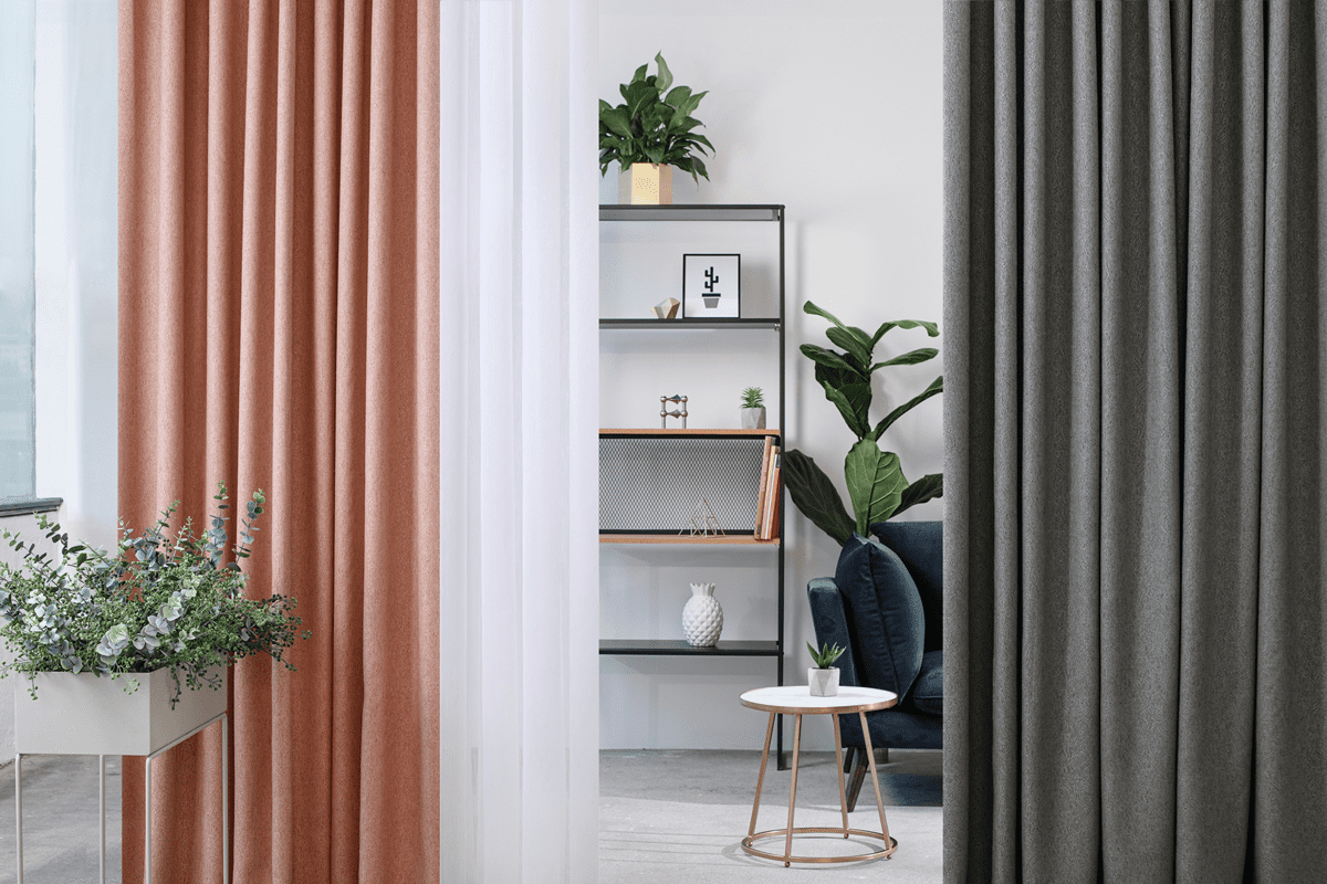 segovia pink colored material curtain