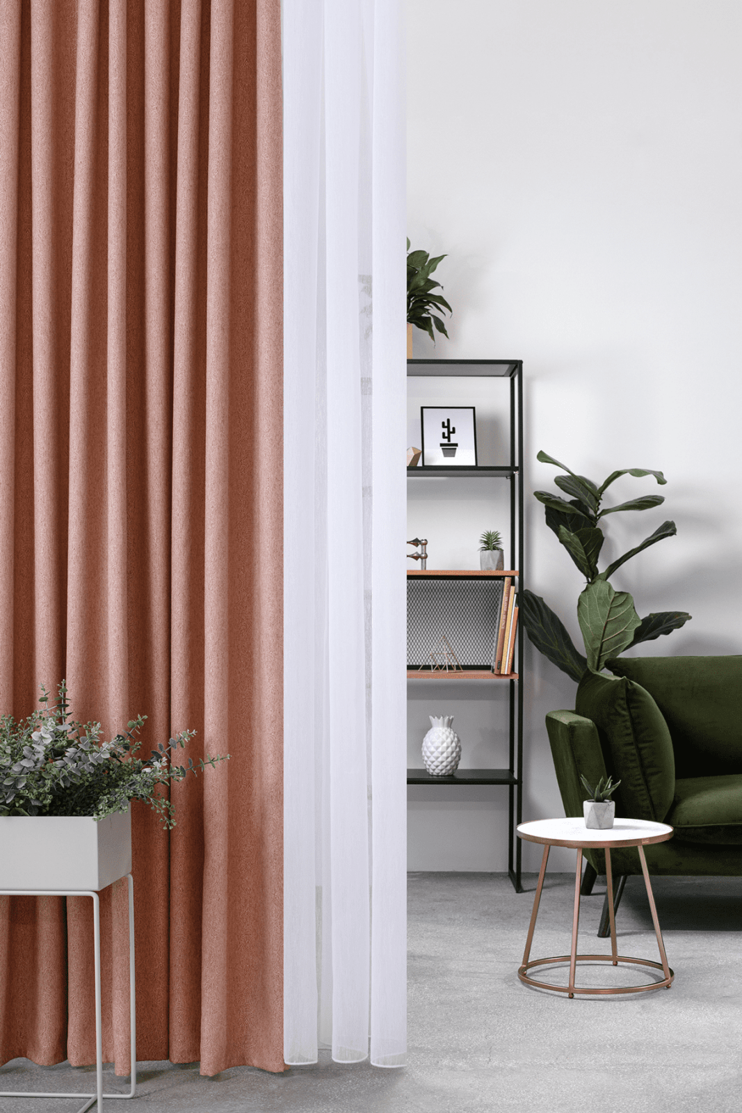 segovia pink colored material curtain